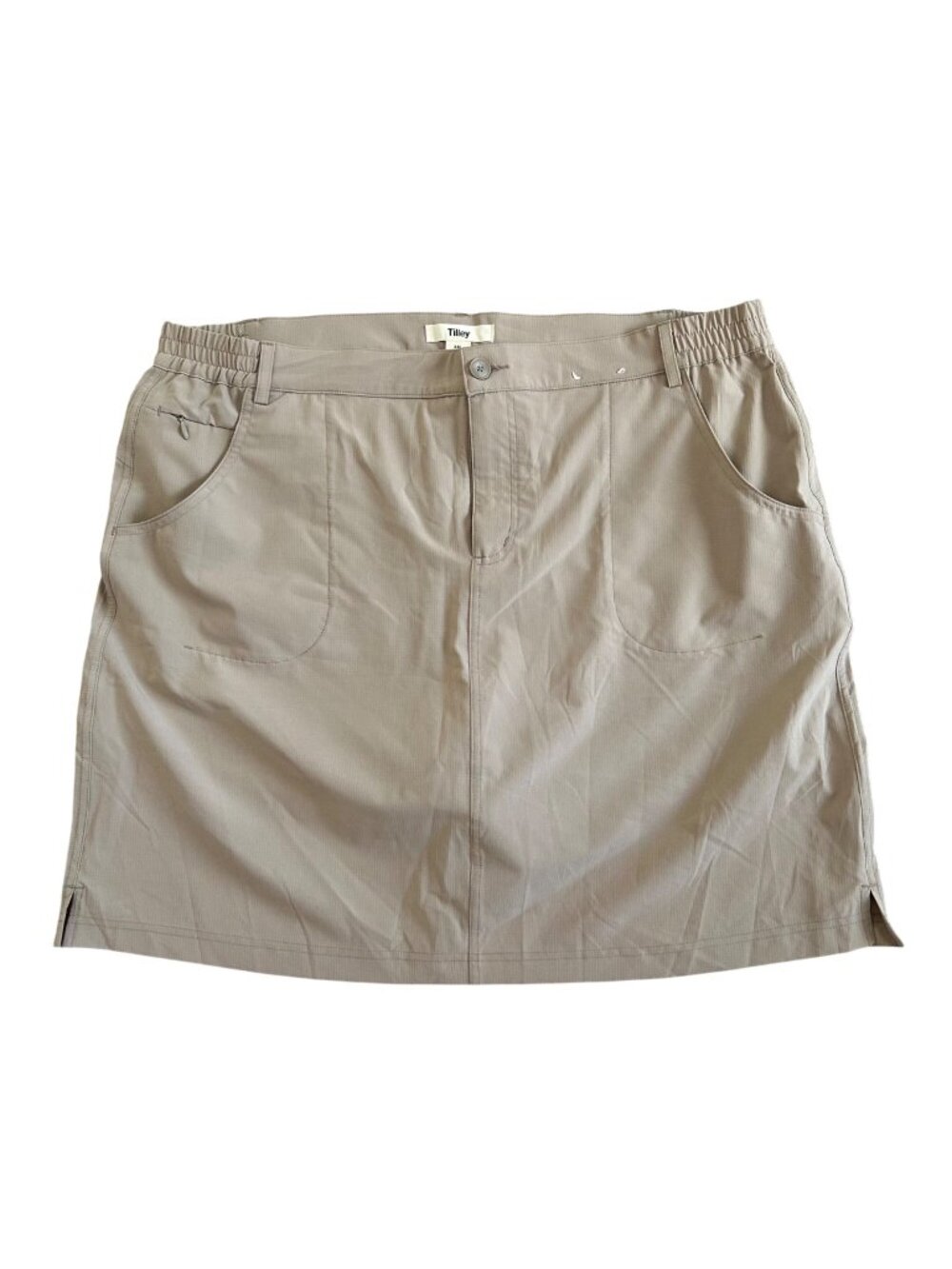 Tilley Khaki Skort Womens Sz XXL With Pockets Elastic Waist Outdoor Wear
